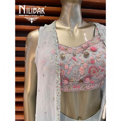 Pista Georgette Indo Western Dhoti Co-ords Set