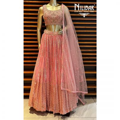 Baby Pink Georgette and Net Lehenga