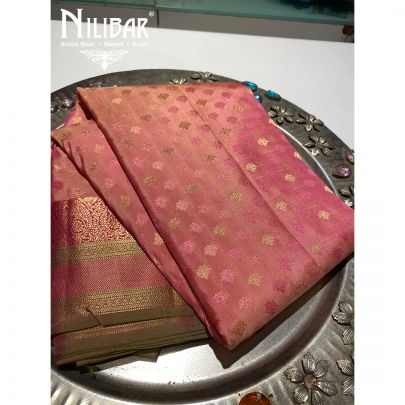Rose Pink Silk Banarasi Saree