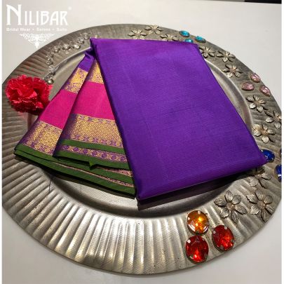 Violet Silk Banarasi Saree