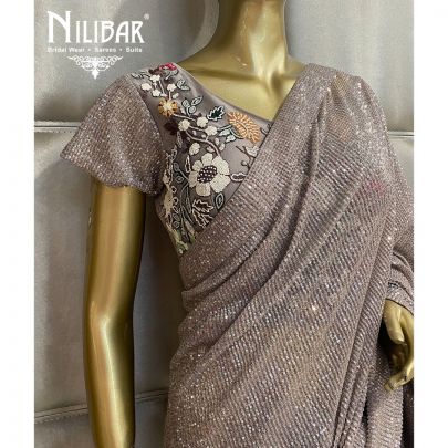Silver Gray Net Saree