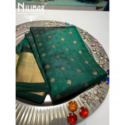 Hunter Green Silk Banarasi Saree