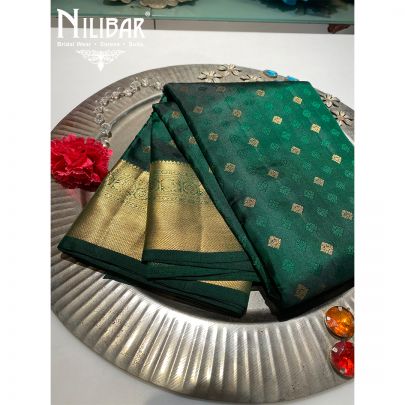 Hunter Green Silk Banarasi Saree