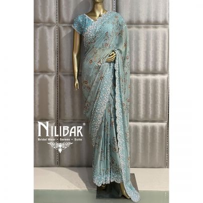 Sky Blue Organza Saree