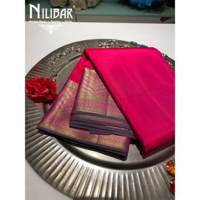 Hot Pink Silk Banarasi Saree
