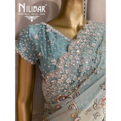 Sky Blue Organza Saree
