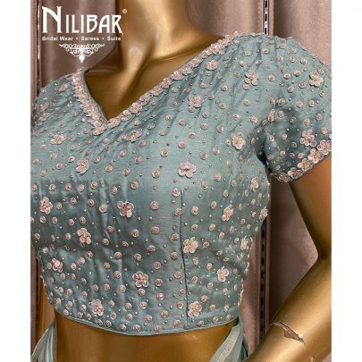 Sky Blue Organza Saree