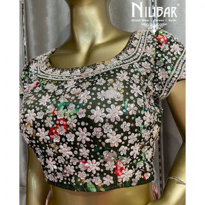 Pink and Green Georgette  Saree