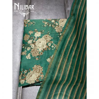 Hunter Green Maheshwari Silk Unstitched Suit