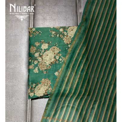 Hunter Green Maheshwari Silk Unstitched Suit
