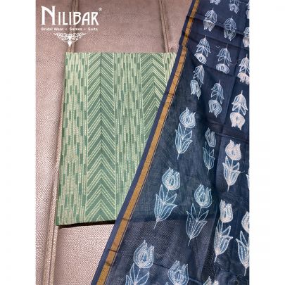 Pistachio Maheshwari Silk Unstitched Suit