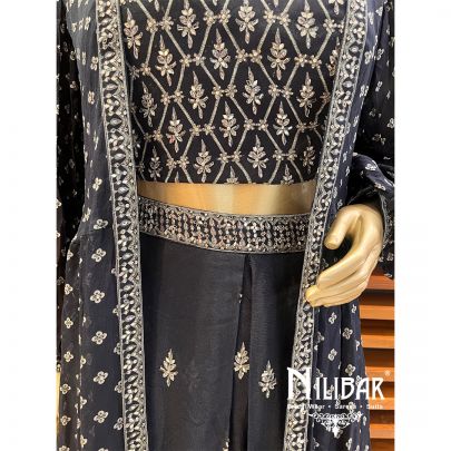 Navy Blue Georgette Indo Western Dhoti Co-ords Set