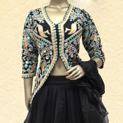 Black Frill Lehenga