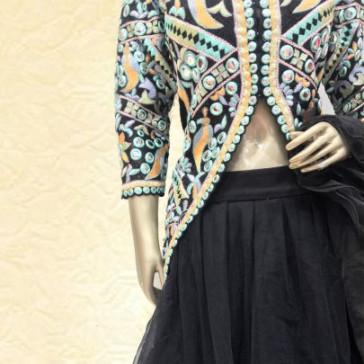 Black Frill Lehenga