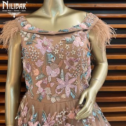 Watermelon Pink Net Gown