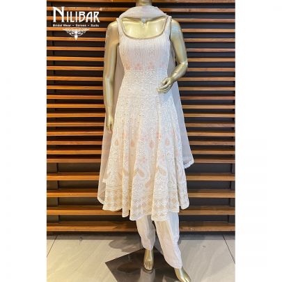 Salt White  Georgette Anarkali