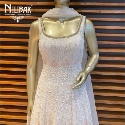 Salt White  Georgette Anarkali