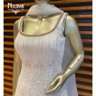 Salt White  Georgette Anarkali
