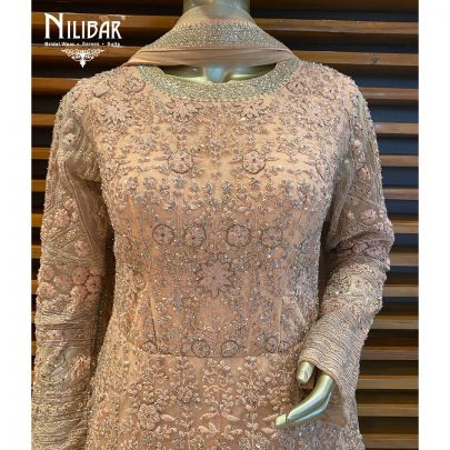 Peach Net Anarkali