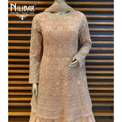 Peach Net Anarkali