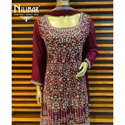 Burgundy Georgette Anarkali Suit