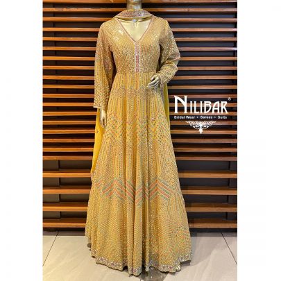 Yellow Georgettea Anarkali Suit