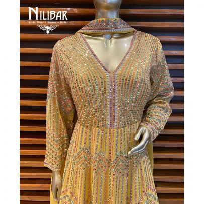 Yellow Georgettea Anarkali Suit