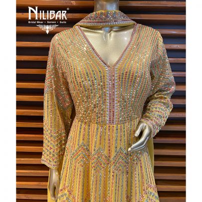 Yellow Georgettea Anarkali Suit