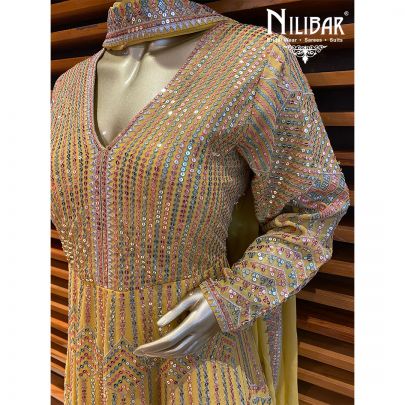 Yellow Georgettea Anarkali Suit
