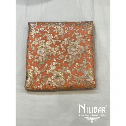 Peach Banarasi Silk Unstitched Suit 