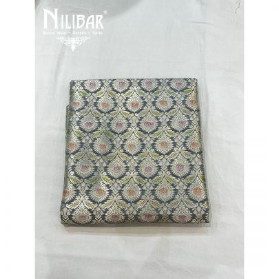 Grey Banarasi Silk and Chiffon Unstitched Suit