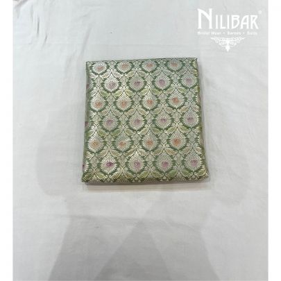 Olive Green Banarasi Silk and Chiffon Unstitched Suit