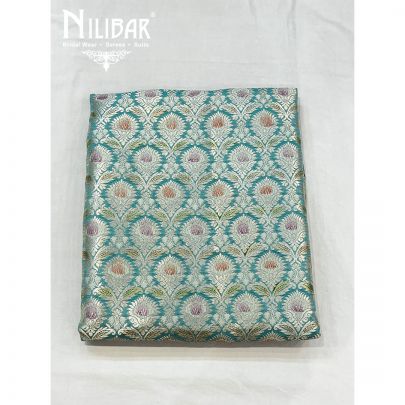 Olive Green Banarasi Silk and Chiffon Unstitched Suit