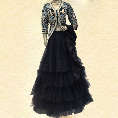 Black Frill Lehenga