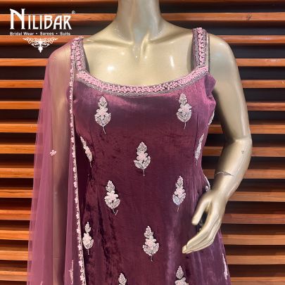 Grape Velvet Sharara Suit