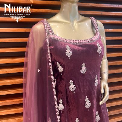 Grape Velvet Sharara Suit