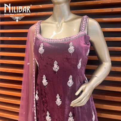 Grape Velvet Sharara Suit