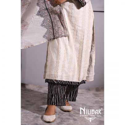 Black and White  Cotton Kurti Set