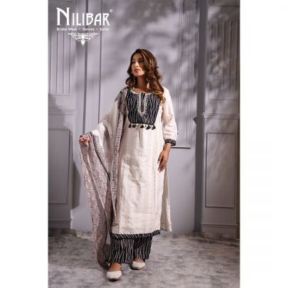 Black and White  Cotton Kurti Set