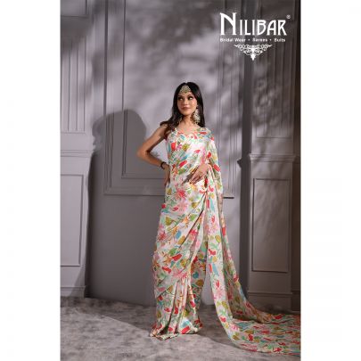 Snow White Satin Saree