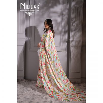 Snow White Satin Saree