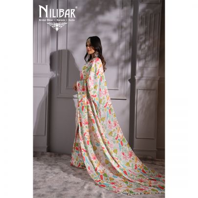 Snow White Satin Saree