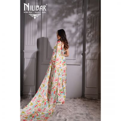 Snow White Satin Saree