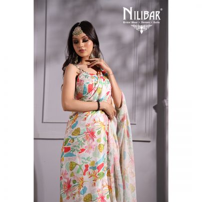 Snow White Satin Saree