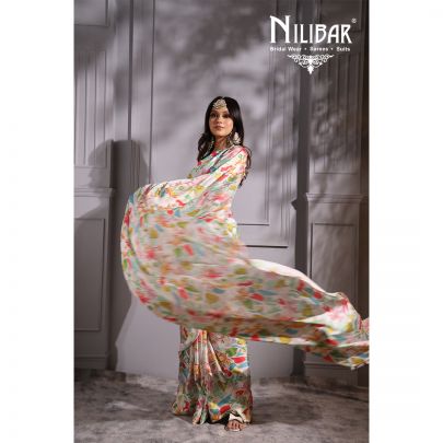 Snow White Satin Saree