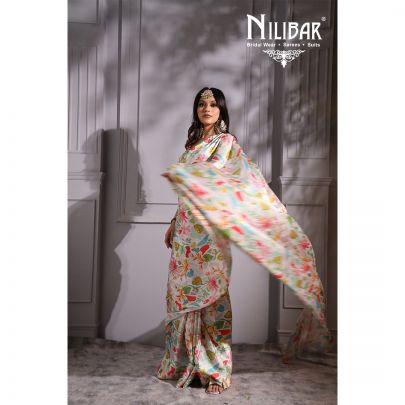 Snow White Satin Saree