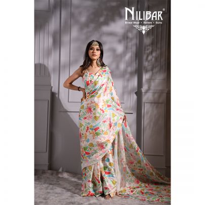 Snow White Satin Saree