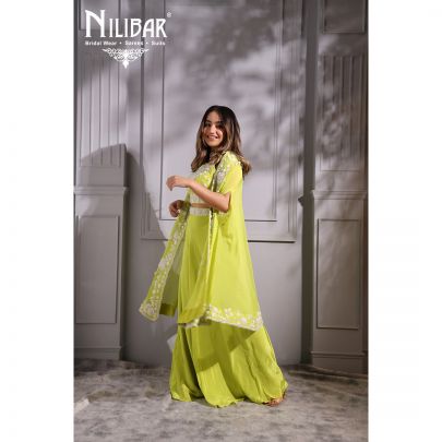 Parrot Green  Silk and Organza Skirt