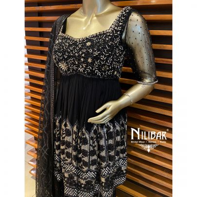 Black Net and Georgette Garara Suit