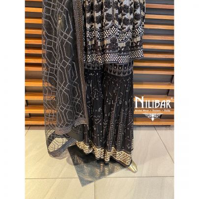 Black Net and Georgette Garara Suit
